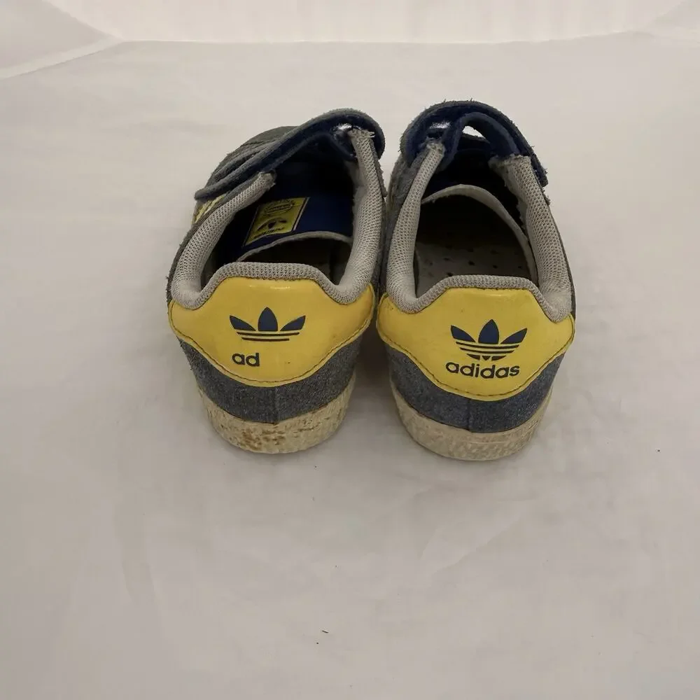 adidas Gazelle Suede Low Top Hook & Loop Sneakers Blue/Yellow Toddler US 8.5